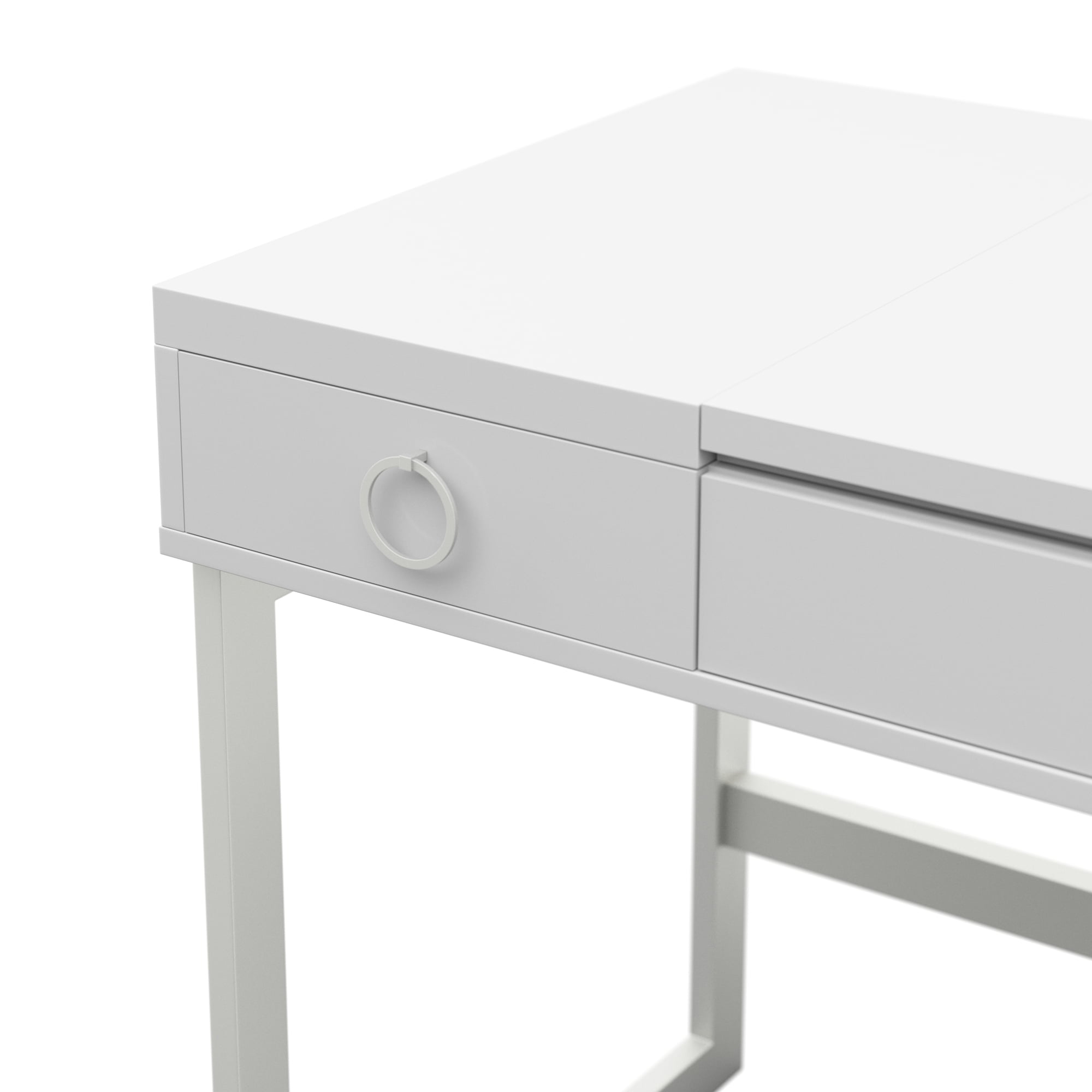 Makeup Vanity with Hideaway Mirror and Drawers in White