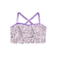 thumbnail image 5 of YiZYiF Kids Girls Shiny Sequin Camisole Crop Top with Skirt 2-Piece Modern Jazz Latin Dance Outfits Light Purple 14, 5 of 7