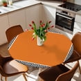 thumbnail image 2 of Geometric Greek Key Design Elastic Fitted Round Table Cover Orange Waterproof Outdoor Tablecloth for Holiday Party, Picnic, Patio & Dining Fits Tables Up to 36"-44", 2 of 8