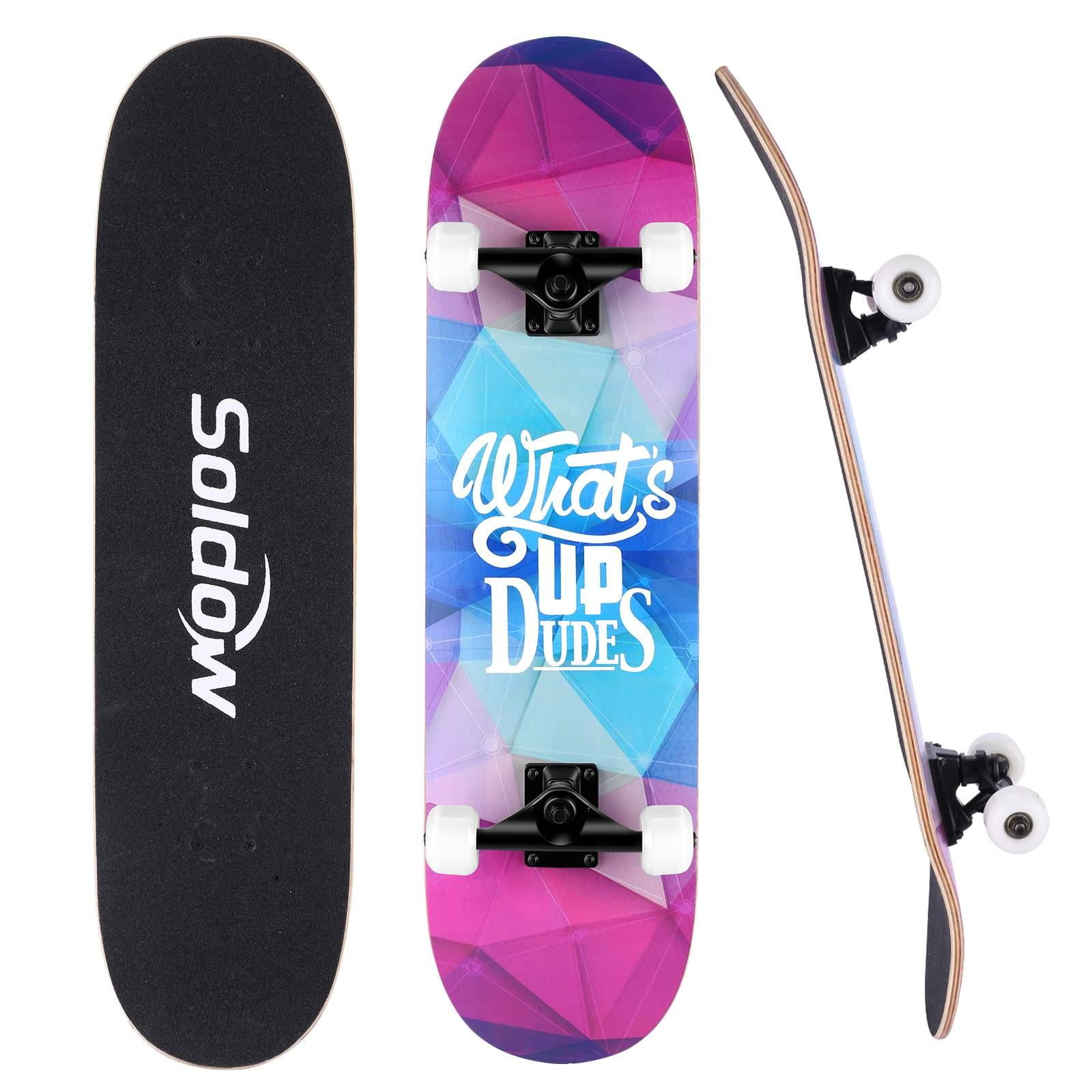 Standard Skateboard for Adults Teens Girls Boys Complete Skate Board 31x 8 inch with Maple Wood Double Kick Deck Gorpore Skateboard for Beginners