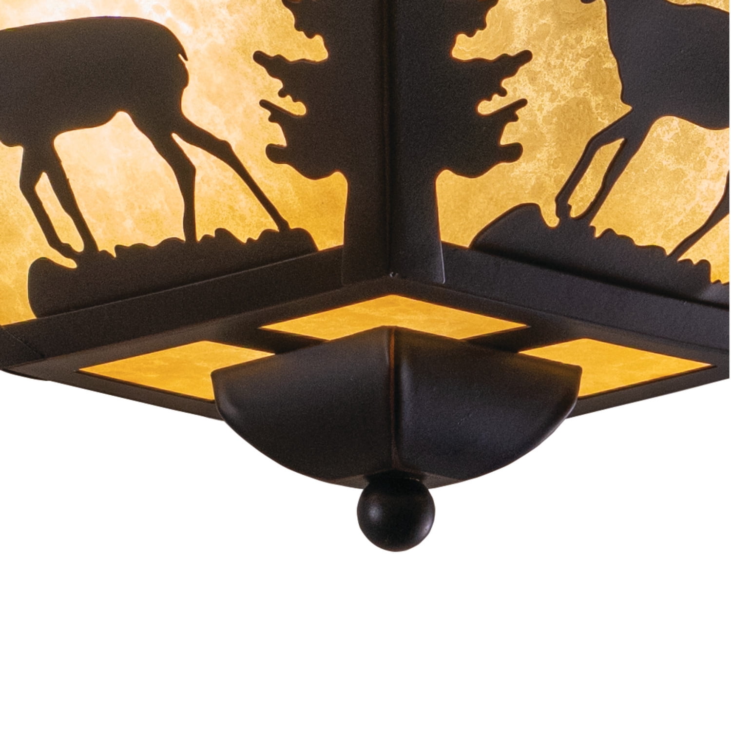 Bryce 14-in W Bronze Rustic Deer Flush Mount Ceiling Light Fixture