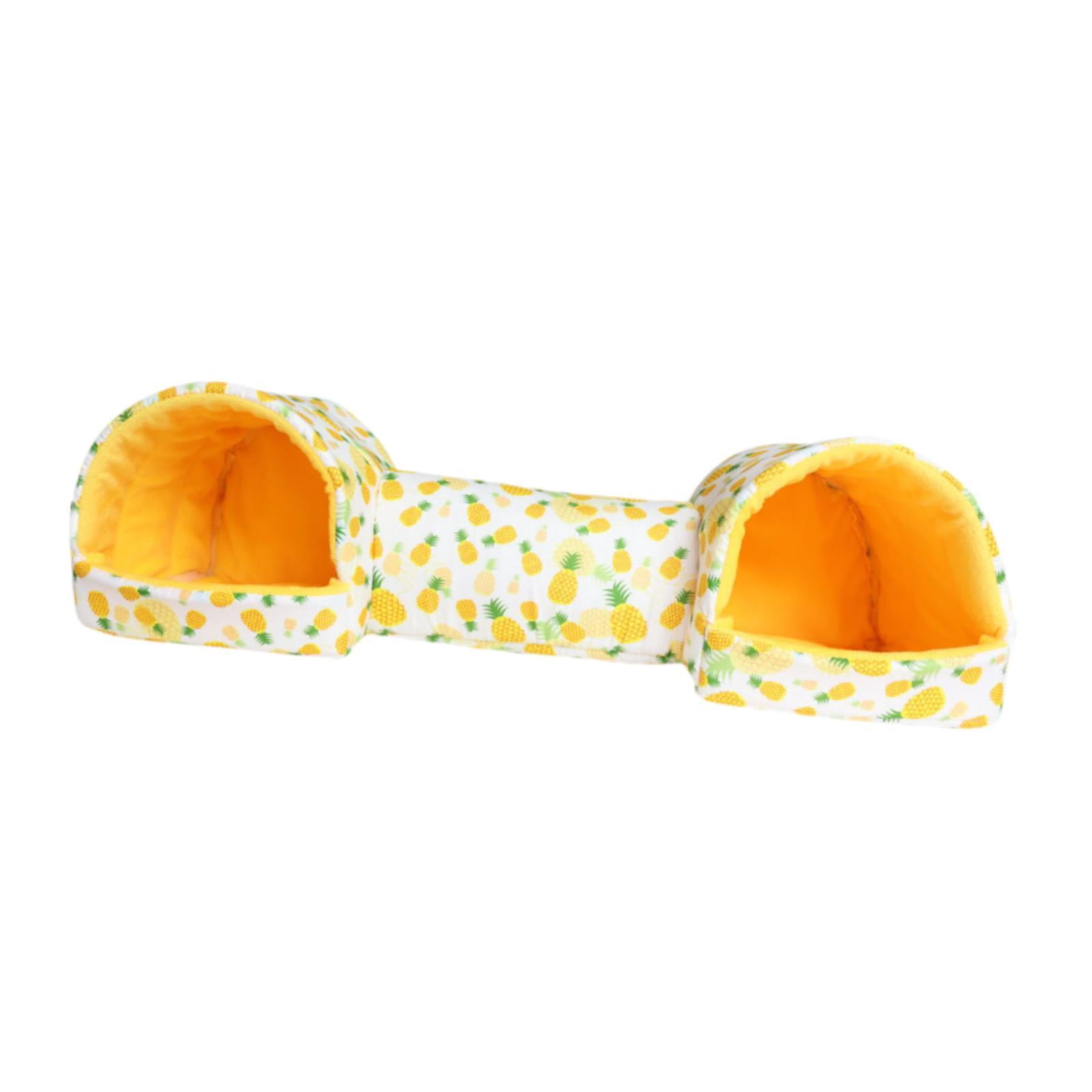 balikha Hamster Tunnel Bed Rabbits Toy Portable Nest Washable Breathable Soft Cave Hideaway for Hedgehog Chinchilla Rats Dwarf Rabbits yellow Pineapple