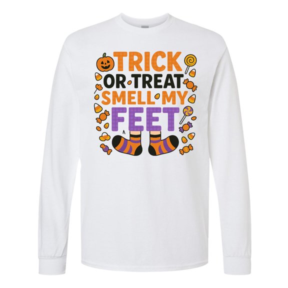 Inktastic Trick or Treat Smell My Feet Halloween Long Sleeve T-Shirt