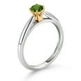 thumbnail image 3 of Gem Stone King 925 Silver and 10K Yellow Gold Ring Green Tourmaline Solitaire Engagement Ring for Women (0.25 Cttw, Gemstone October Birthstone, Round 4MM, Size 9), 3 of 4