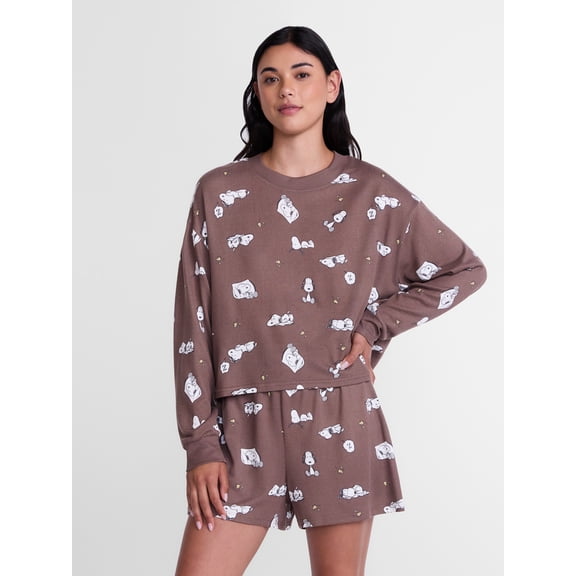 Peanuts Women's and Women's Plus Tee and Shorts Pajama Set by Grayson Social, 2-Piece, Sizes XS-3X