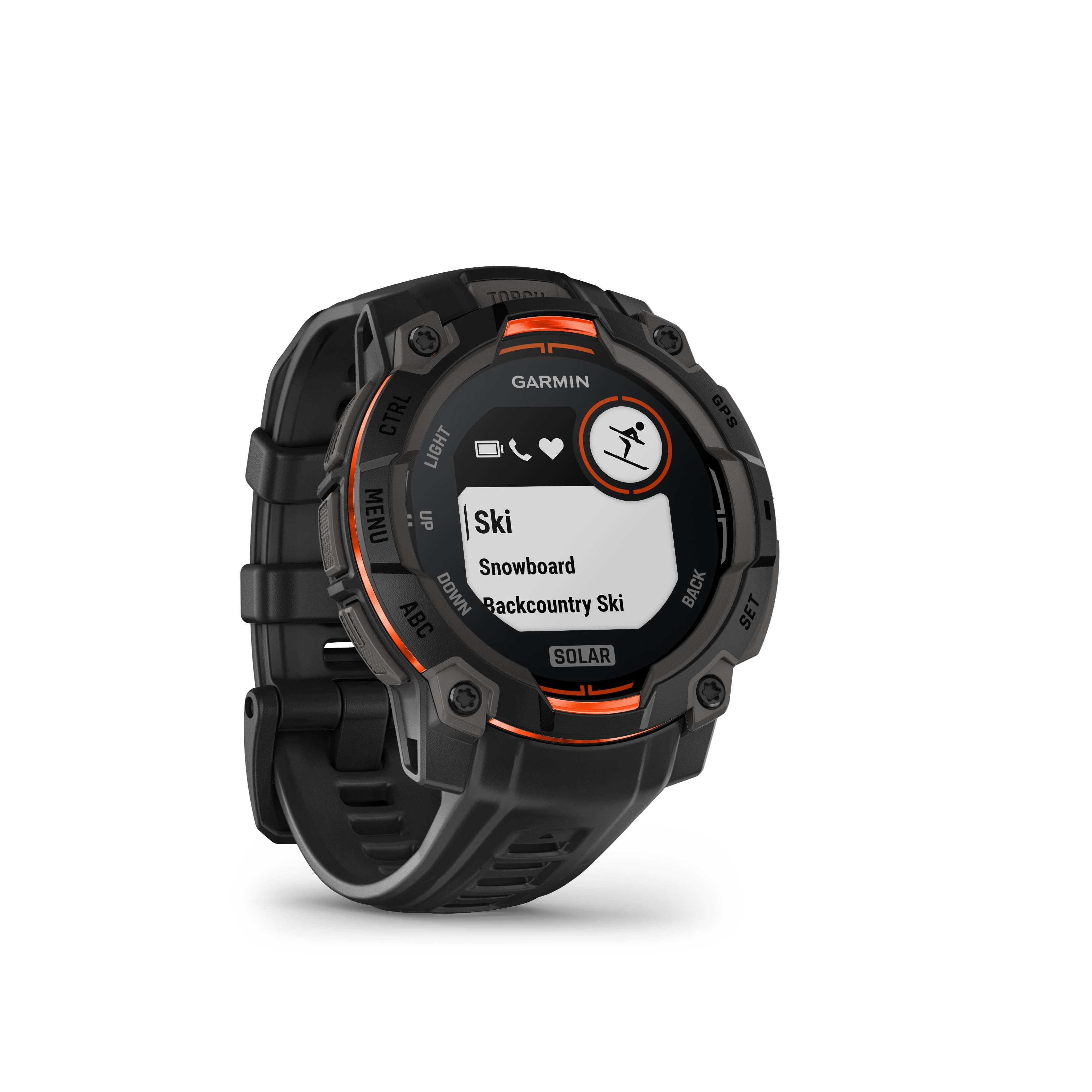 Restored Garmin Instinct 3 – 45 mm, Solar (Black with Black Band) (Refurbished)
