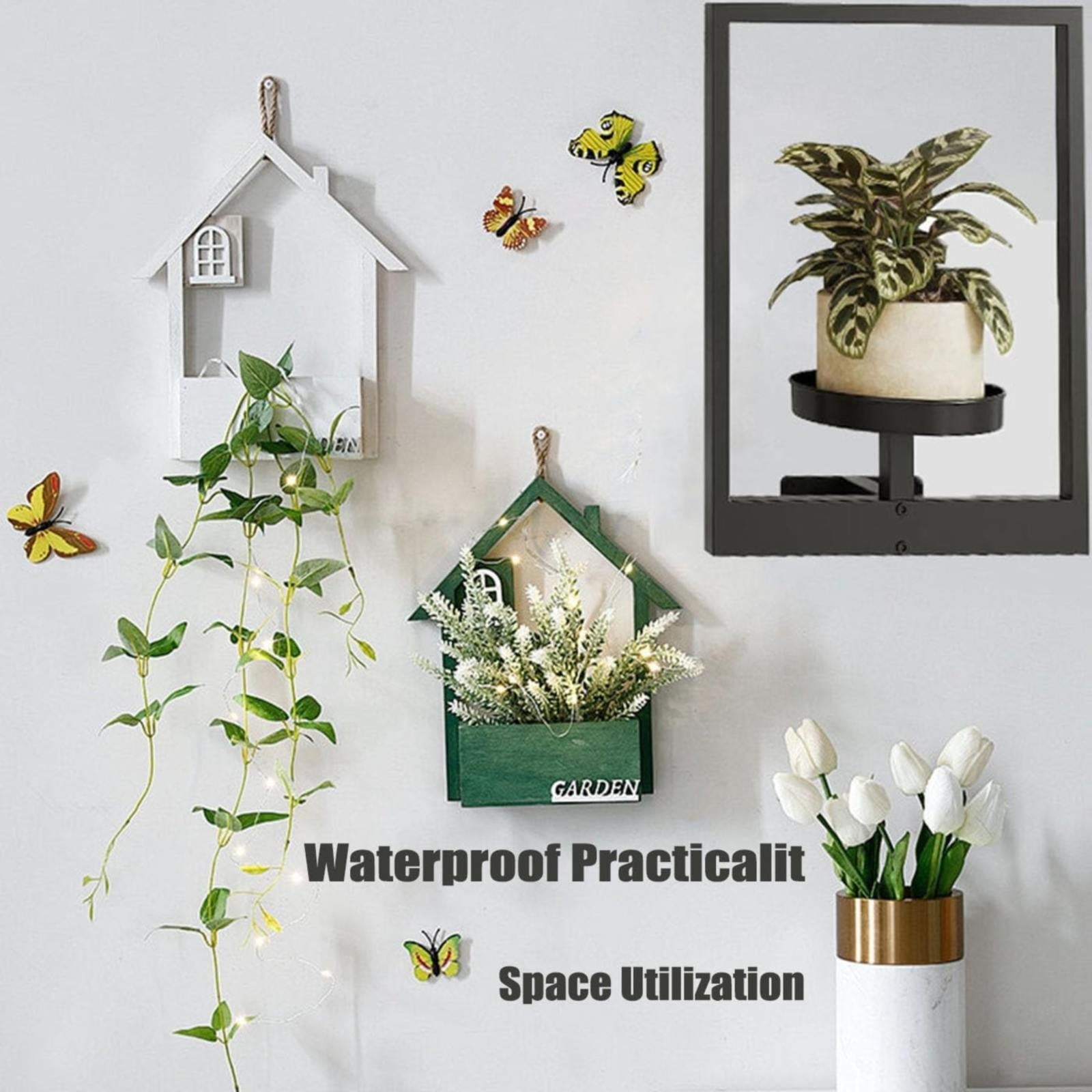 BKBP Picture Frame Wall Plant Holder Window Plant Shelf Wall Hanging Planters for Indoor Plants Plant Hanger Outdoor Wall-Mounted Plant Rack Black Metal Wall Decor (30x40cm, Pot Not Included)