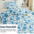 thumbnail image 7 of Jessy Home Ocean Quilt Queen/Full Blue Turtle Bedding Microfiber Bedspread Coverlet Set, 7 of 7