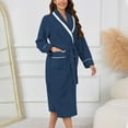 thumbnail image 2 of Gaexia Big Fluffy Robe Women Coral Velvet Mid Length Nightgown Contrast Trim Home Wear Bathrobe Elegant Loungewear Comfortable Soft Fabric, 2 of 7