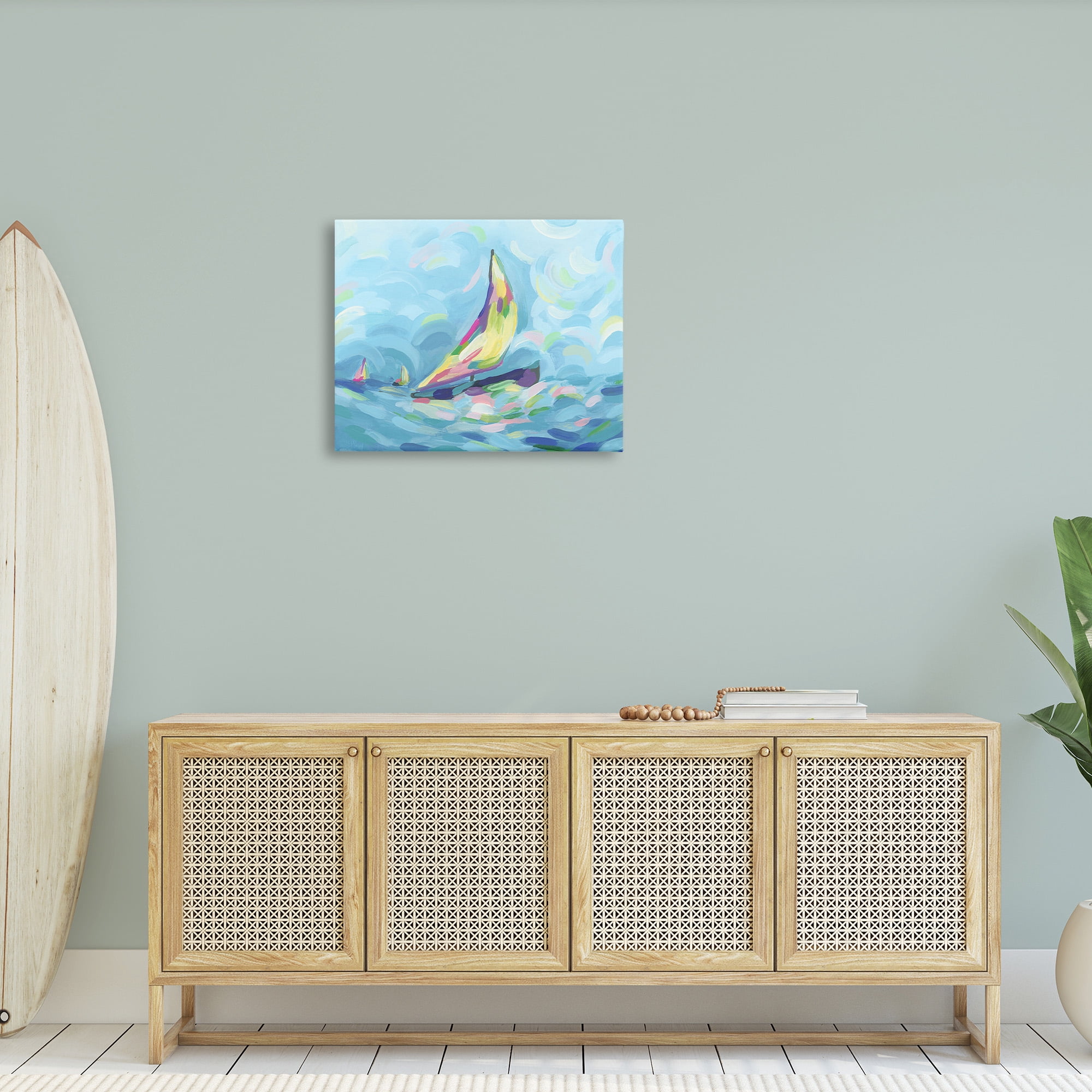 Stupell Industries Abstract Sailboat View Nature Painting Gallery Wrapped Canvas Art Print Wall Art, 30 x 24