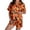 Z4-Orange, variant on MuXiKeJi Clothes Halloween Pajamas Women Pumpkin Skeleton Witch Ghost Printed Cute Costumes Short Sleeve Matching Shorts Sleepwear Set,Womens Silk Halloween Sleep pjs