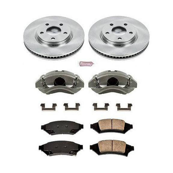 PowerStop Front Stock Replacement Brake Pad and Rotor Kit with Calipers Fits: PONTIAC Select Models KCOE1586