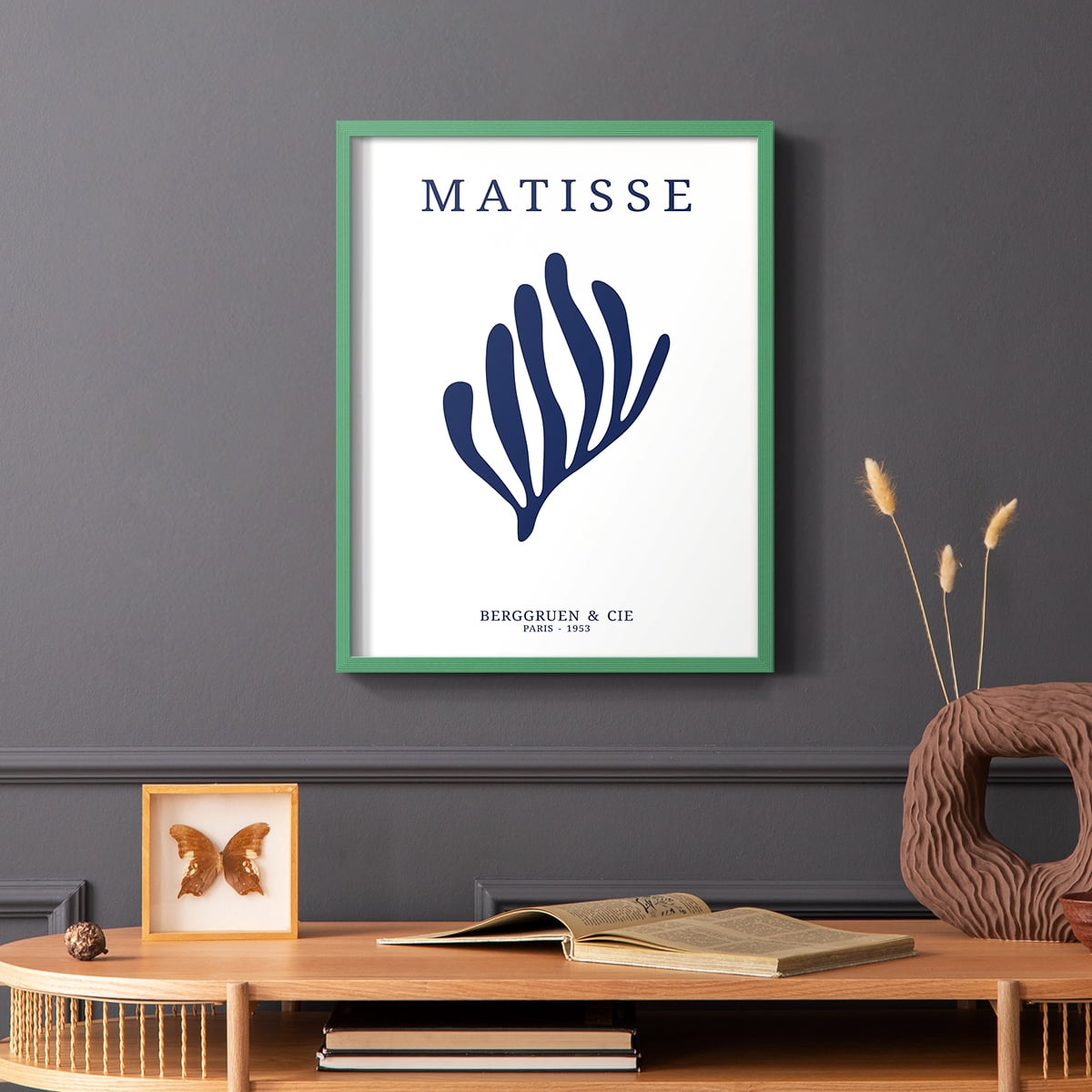 Matisse CDXIII in Green Solid Wood Framed Print No Nail Hanging