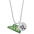 thumbnail image 1 of Delight Jewelry Acrylic 1.25" Green Cheer Megaphone Silvertone Script Initial Disc - N - Charm Necklace, 20"+3", 1 of 4