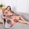 thumbnail image 5 of Oversized Wearable Blanket Hoodie,Pink Football and Drinks Pattern Sherpa Blanket Hoodie with Super Pockets,Super Warm Fuzzy Pullover for Women & Men, 5 of 6