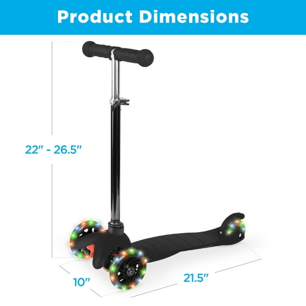 Egnet Bare overfyldt lysere Best Choice Products Kids Mini Kick Scooter Toy w/ Light-Up Wheels and  Height Adjustable T-Bar - Black - Walmart.com