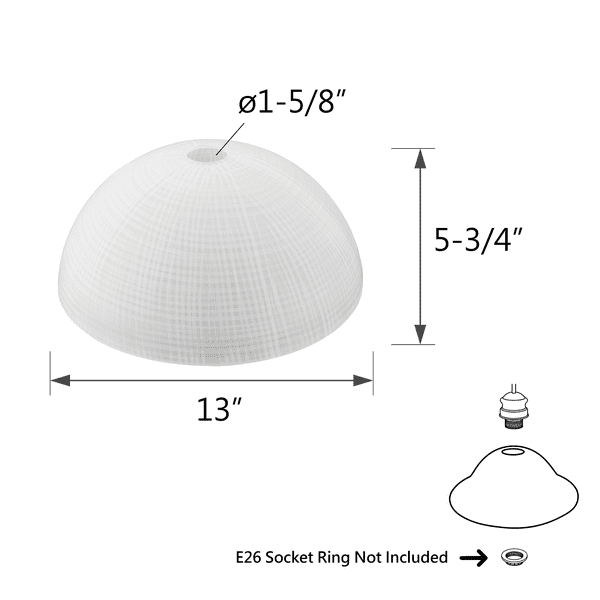 Aspen Creative 23516-11,Frosted/Fabric Painted Glass Shade for Medium Base Socket Torchiere Lamp, Swag Lamp and Pendant,13" Diameter x 5-3/4" High.