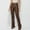 Coffee, variant on Herrnalise Women's Fashion Tight And Personalized Folded Half Zipper Micro Flap Pants Long Leather Pants Olive Green