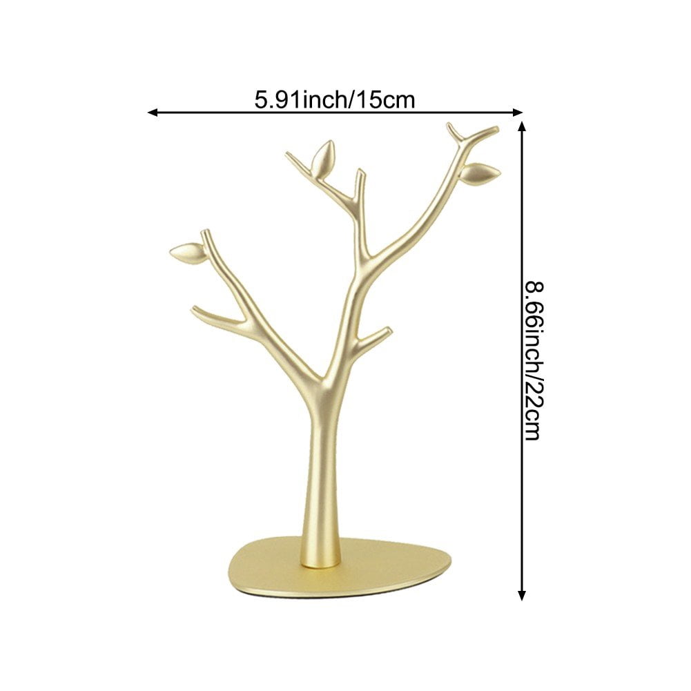 Jiibva Tree Shaped Jewelry Display Rack Stainless Steel Jewelry Stand Branch Necklace Holder Hanging Organizer for Ring Earrings