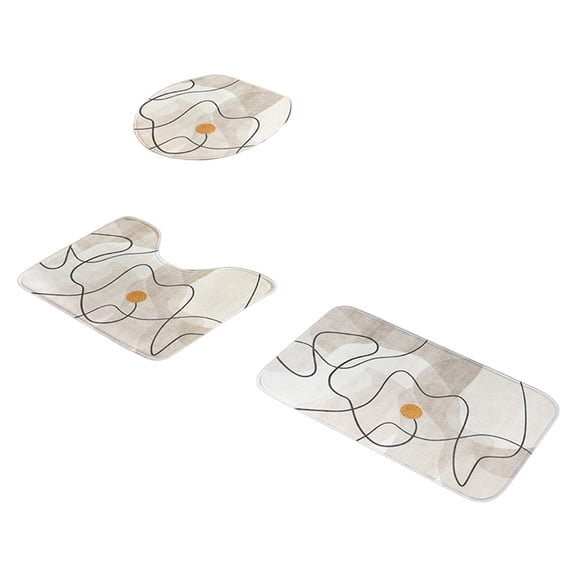 3 Piece Super Soft Bath Mat Set, Water Absorbent Non Slip Toilet Mat, Household Bathroom Safety Rug and Contour Floor Mat for Shower and Tub