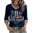 thumbnail image 2 of USA 25th Anniversary Never Forget 9/11 Womens Memorial Shirt Patriotic Tee Towers & Flag Graphic Design Top Blue XL, 2 of 4