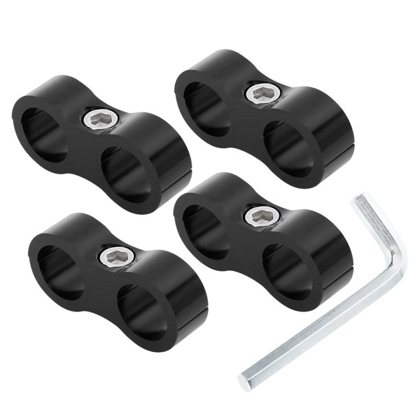 4Piezas Negro AN8 16mm Manguera Separador Abrazadera Adaptador Con Llave Para Coche