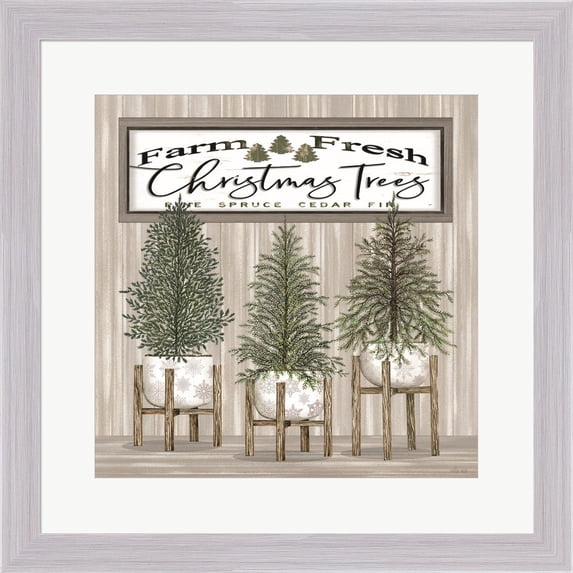 Great Art Now Potted Christmas Trees by Cindy Jacobs, Framed Wall Art, 23.5W x 23.5H