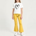 thumbnail image 2 of Juorvia Girls 2 Piece Outfits Summer Loose Fitted Crew Neck T-Shirts Micro Flare Elastic Waist Pants(2-3 Years,Yellow1), 2 of 6