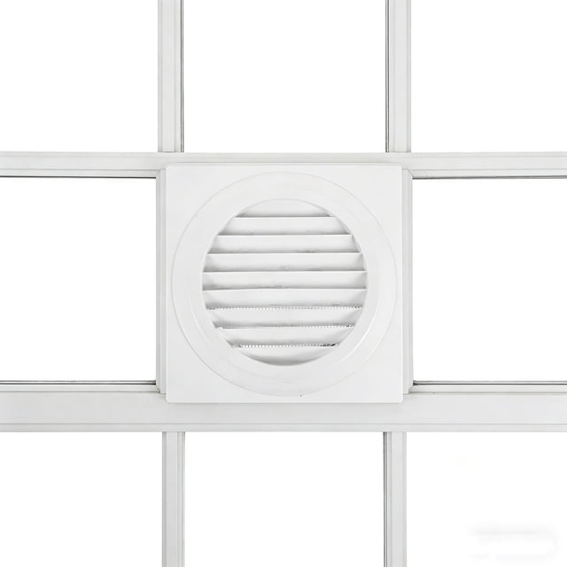 ptootp cubierta redonda de ventilación para aire con y resistente para uso doméstico cubierta redonda blanca de ABS, vista frontal centrada con lamas horizontales y malla interior antipolvo, dimensiones 23.5 x 23.5 x 6 cm, montaje universal en pared o plafón, operación silenciosa ideal para dormitorios y oficinas; también se usa frecuentemente en extractores de cocina y respiraderos exteriores.