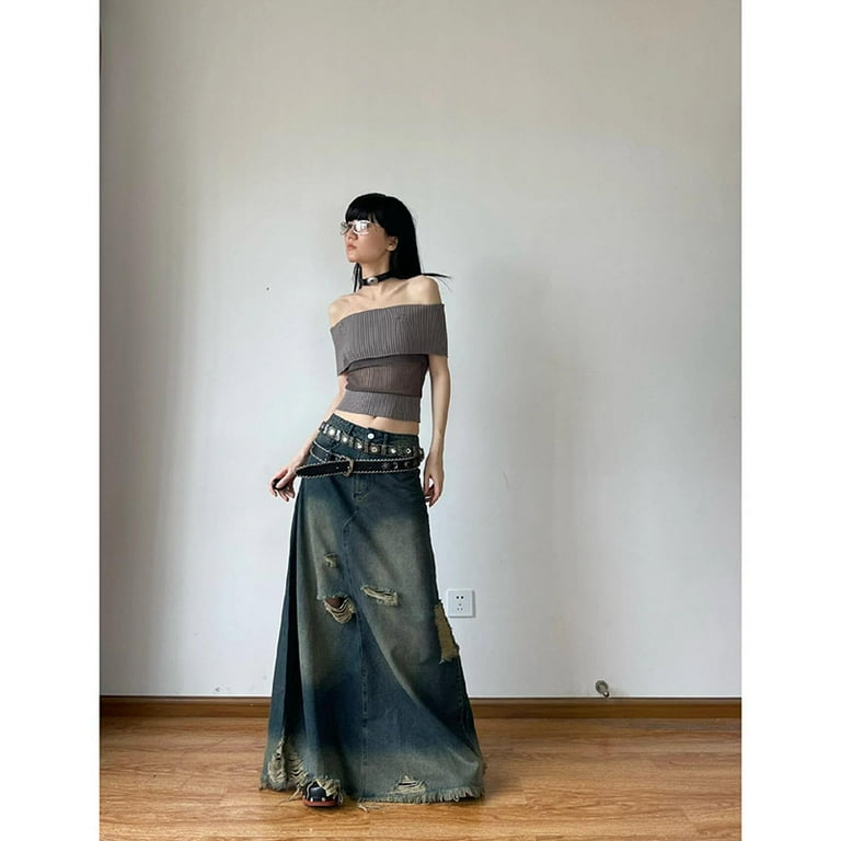 A line denim skirt 90s discount