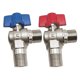 thumbnail image 1 of Brass Ball Valve Hot Cold Water Connection Triangle Design Copper Material 2Pcs, 1 of 5