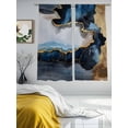 thumbnail image 4 of Navy Blue Semi Sheer Curtains 72 Inch Length 2 Panels Set, Abstract Color Block Vintage Modern Sheer Kitchen Curtain Privacy Voile Window Curtain for Living Room Bedroom Rod Pocket Drapes, 4 of 7