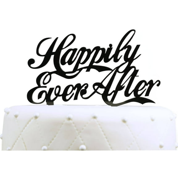 Unik Occasions "Happily Ever After" Acrylic Wedding Cake Topper, Black