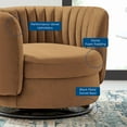 thumbnail image 3 of Armchair Swivel Accent Tufted Chair, Black Brown, Velvet, Modern Contemporary, Living Lounge Cafe Room Hotel Lobby Hospitality, 3 of 7