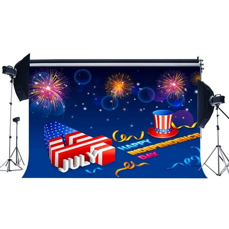Image of ABPHOTO 7x5ft Independence Day Backdrop 4th July American Flag Backdrops Statue of Liberty Bokeh Sequins Fireworks Stars and Stripes Labor Day Photography Background for Photo Studio Prop YX495