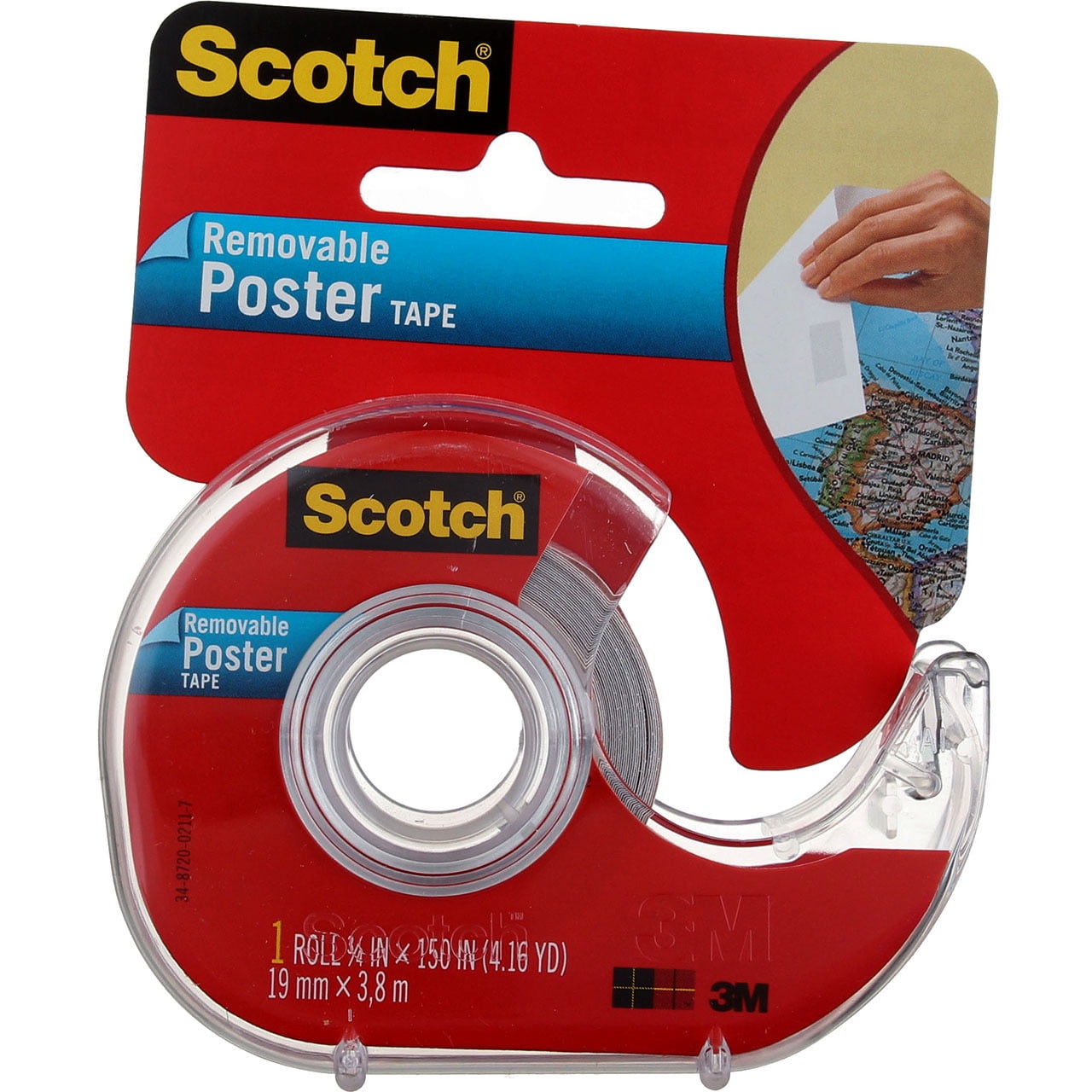 Scotch Poster Tape, Removable, 0.75in X 150in (3 pack)
