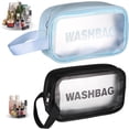 thumbnail image 2 of Bewildely Bolsa de cosméticos de PU de 2 uds con gran capacidad, separación en seco y húmedo, multifuncional, gran apertura gruesa Juegos de accesorios de baño, 2 of 6