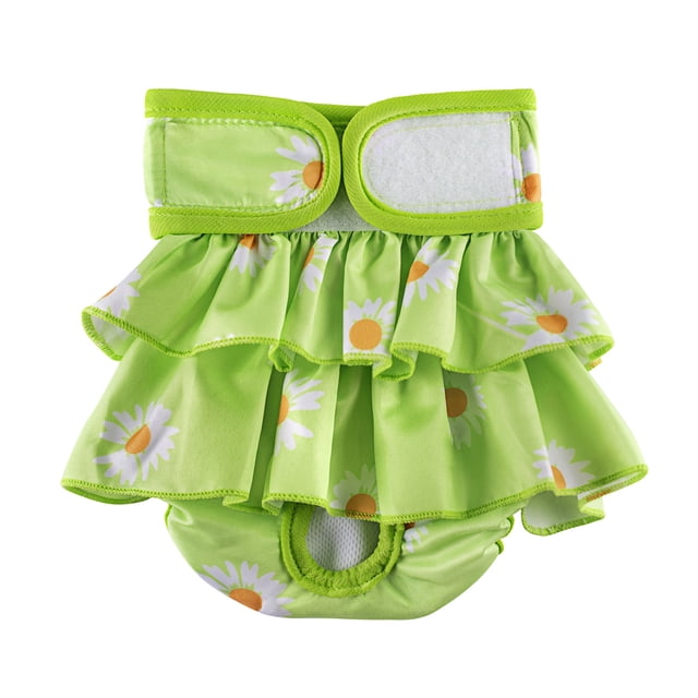 Dog Diapers Female, Reusable Pet Diapers for Female Dogs, Washable Dog Panties Diaper Skirt for Dogs in Heat, Period, Incontinence, or Excitable Urination Light Green