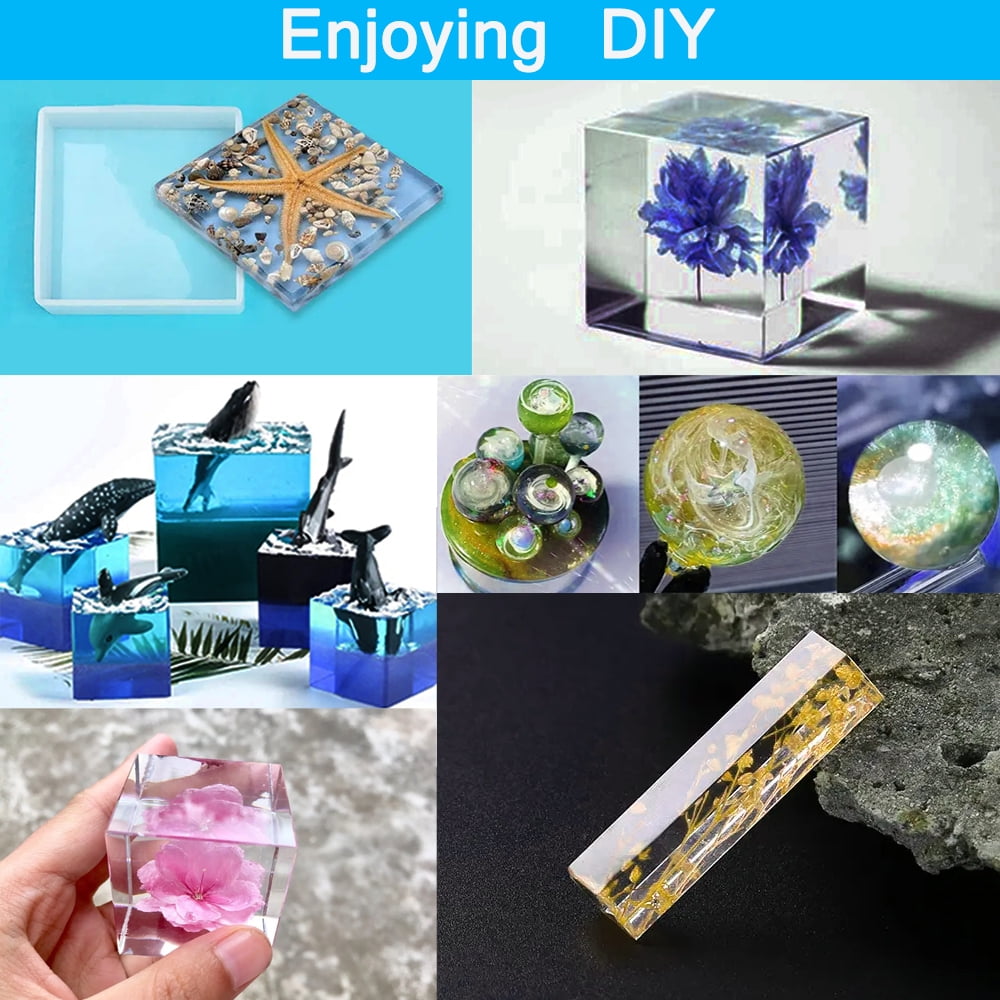 11 Pcs Resin Molds, FineGood Square Silicone Molds for Epoxy Resin Ball Epoxy Resin Molds DIY Cube Box Resin Casting Molds for Jewelry Soap Dried Flower Specimen