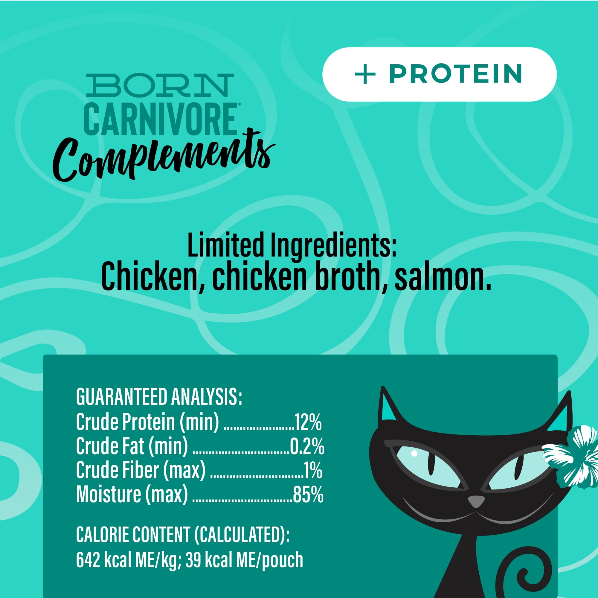 (12 pack) Tiki Cat Born Carnivore Complements Wet Cat Food Topper, Chicken & Salmon 2.1 oz. Pouch
