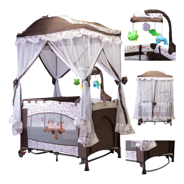 Cuna Corral Mecedor Starkids S12-7 Con Cambiador Café