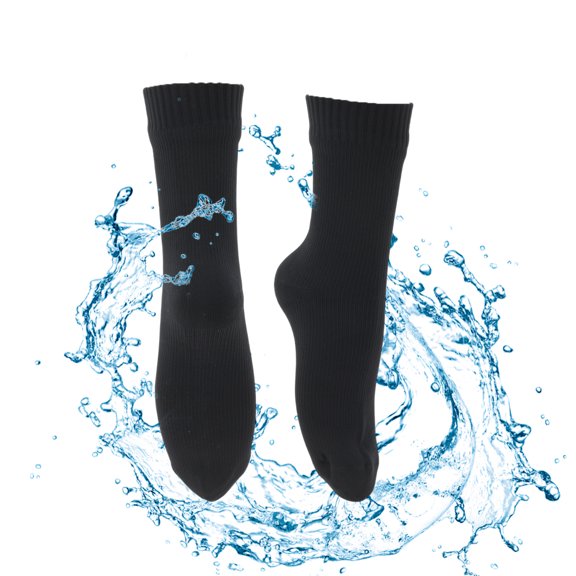 Unique Bargains Cycling Socks Waterproof Breathable Anti-friction Outdoor Bike Socks Black Size S（35-38） Neutral and Universal 1 Pair Solid Color Pattern