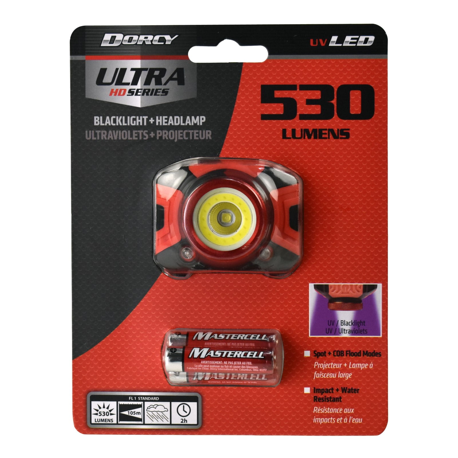 Dorcy Ultra Series 500 Lumen COB Headlight with Ultra Violet (UV) Blacklight, Detect Pet Stains, Fluid Spills, Scorpions, Counterfeit Money and more.