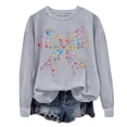 thumbnail image 2 of WEAIXIMIUNG Chandails en Molleton pour Femmes Fermeture Éclair Mode Décontractée Manches Longues Nœud Imprimé Col Rond Pull Chandail en Molleton, 2 of 3
