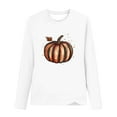 thumbnail image 4 of Thanksgiving Day Outfits Long Sleeve Cotton T-Shirts for Girls Pumpkin Plaid Printed Crewneck Fall Tops Tshirts (6-7 Years, White 05), 4 of 5