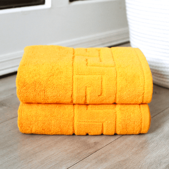HURBANE HOME 2 Piece Yellow Bath Mat Rug Set, 100% Cotton