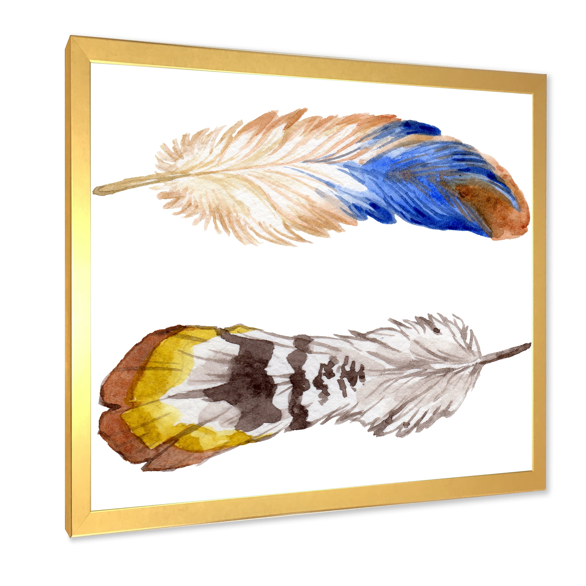 Designart 'Colourful Boho Art Feather Set III' Bohemian & Eclectic Framed Art Print