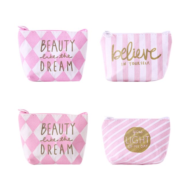 4 piezas de lona monedero cambiar bolsa con cremallera porta monedas Mini billetera bolsos para mujeres niñas (patrón aleatorio)