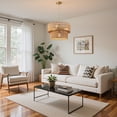 thumbnail image 3 of EDISHINE 4-Light 17.7" Hand-Woven Paper Rope Drum Chandelier, Adjustable 45.3" Chain, Double-Layer Woven Shade, Modern Farmhouse Pendant Light for Dining Room Living Room Bedroom, E26 Base, 3 of 7
