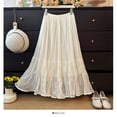 thumbnail image 4 of Arlun Maxi Skirts for Women Elastic High Waisted A Line Long Layered Tutu Mesh Ruffles Tiered Flowy Elegant Skirt for Spring and Summer Beige One Size, 4 of 5